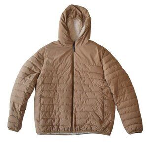 Calvin Klein Sherpa-Lined Puffer Jacket Hooded Tan Size Large
